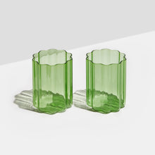  Green Wave Glass ~ Set of 2