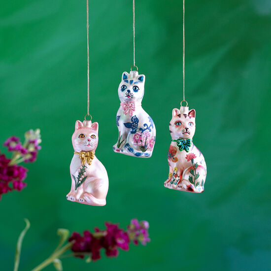Floral Cat Ornament - Assorted colors