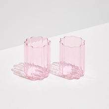  Pink Wave Glass ~ Set of 2