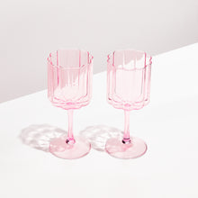  Pink Wave Wine Glass ~ Set of 2